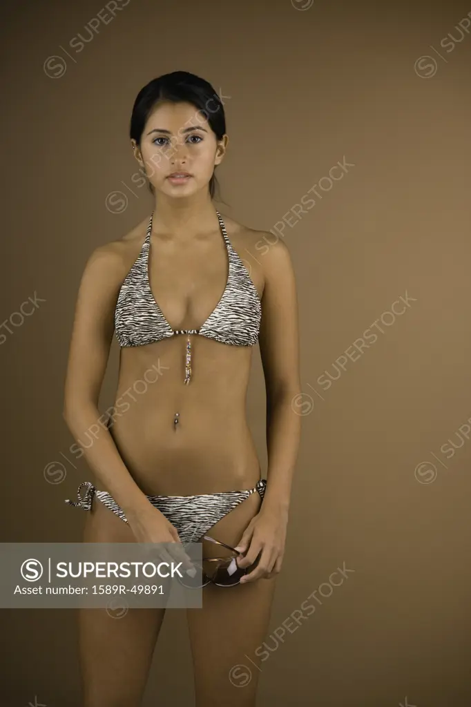 Mixed Race woman wearing bikini