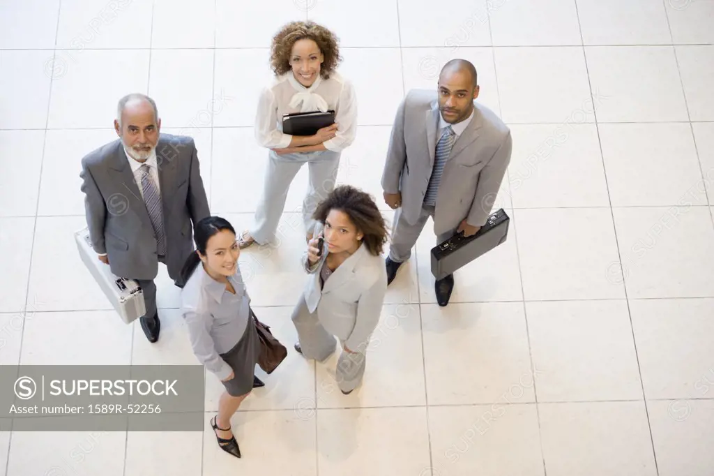 High angle view of Multi-ethnic businesspeople