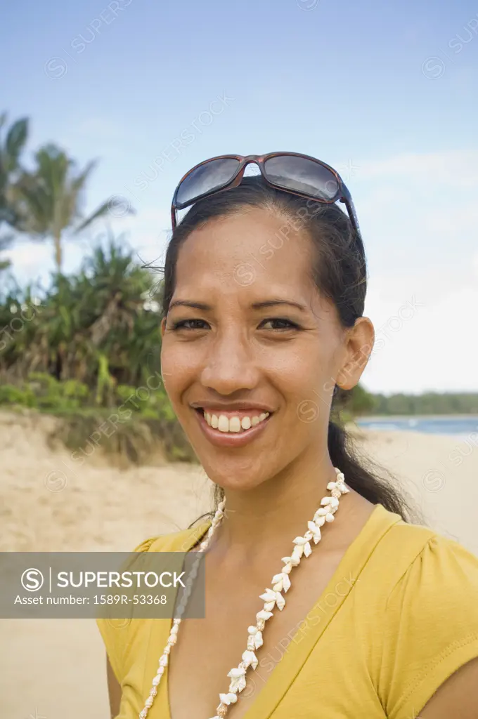 Pacific Islander woman at beach