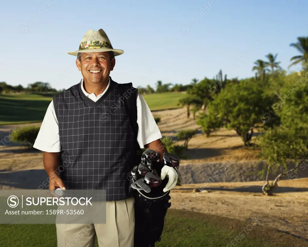 Hispanic man on golf course