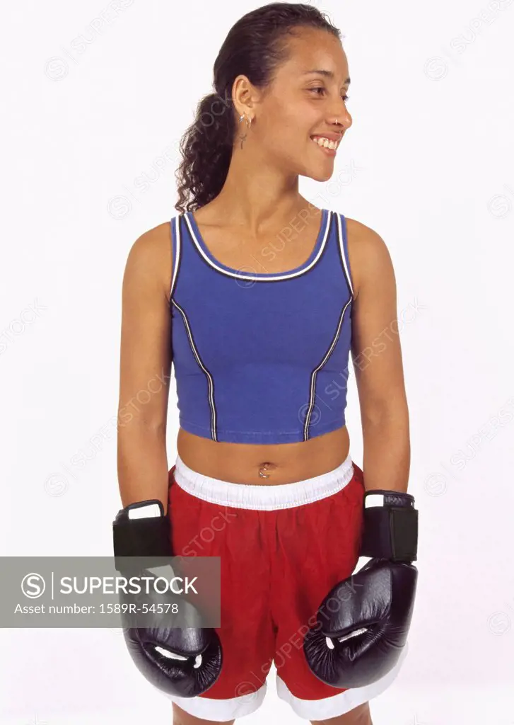 African woman in boxing gear