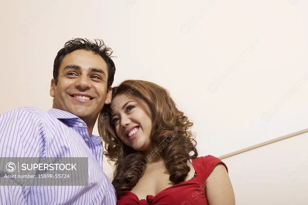 Low angle view of Multi-ethnic couple