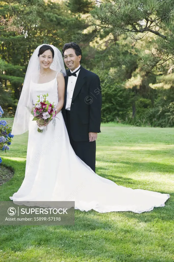 Portrait of Asian newlyweds