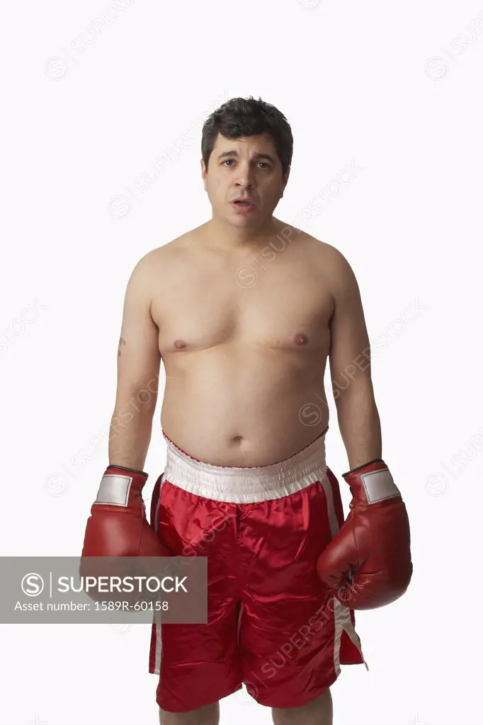 Portrait of overweight boxer