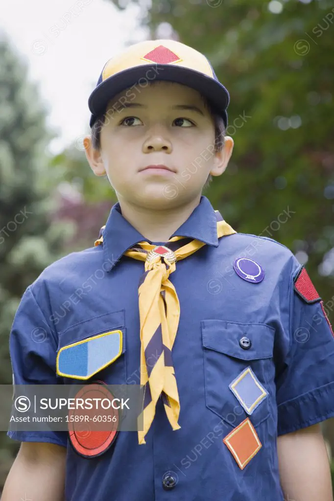 Asian boy wearing uniform