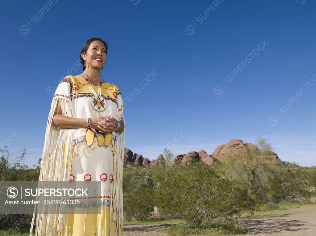 Native American woman in traditional clothing