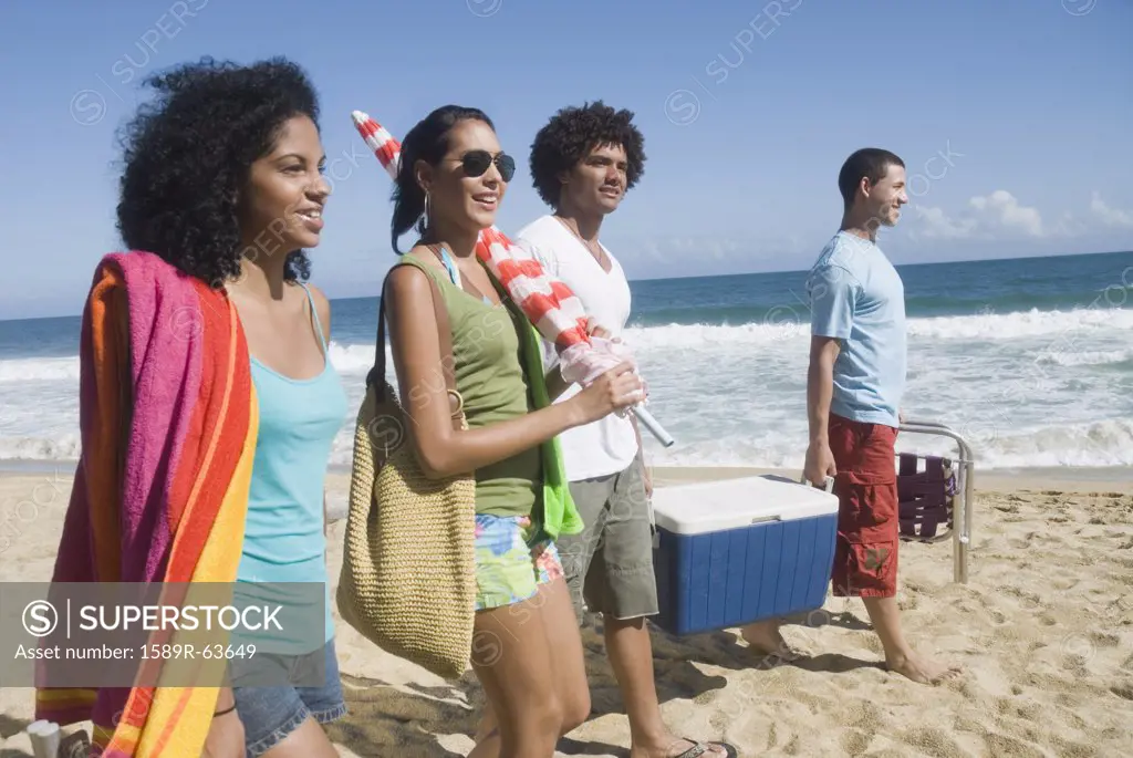 Multi-ethnic friends enjoying the beach