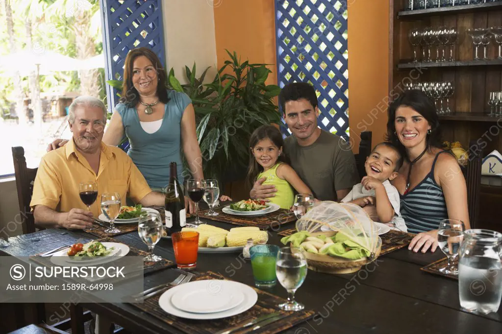 Family enjoying healthy lunch