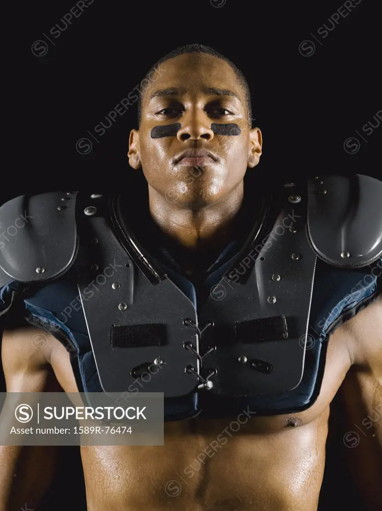African football player wearing protective pads