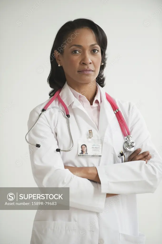 Portrait of mixed race doctor