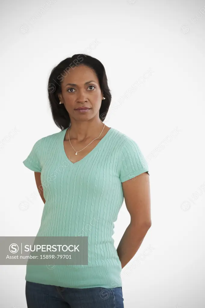 Mixed race woman thinking