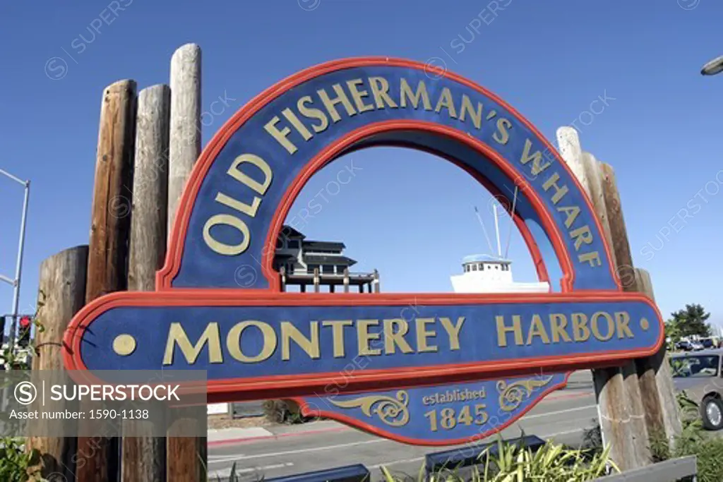 USA, California, Monterey Harbor Sign