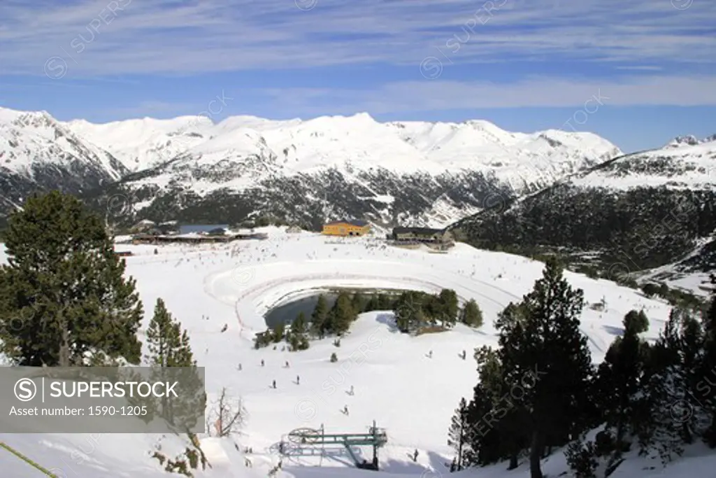 Andorra, Soldeu, View of ski resort