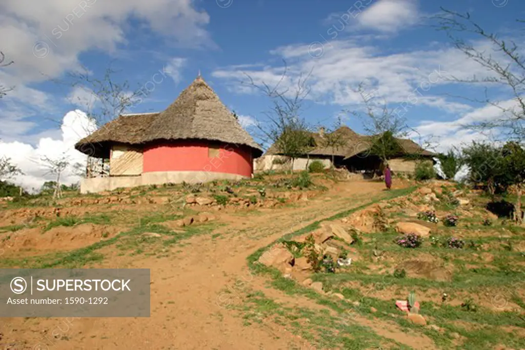 Kenya, Tsavo National Park, Traditional huts