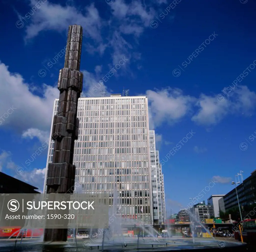 Fountain in front of a building, Sergels Torg, Stockholm, Sweden