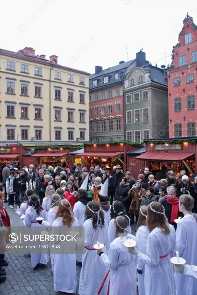 Sweden, Stockholm, Gamla Stan, Old Town, St Lucia Festival, Christmas Market
