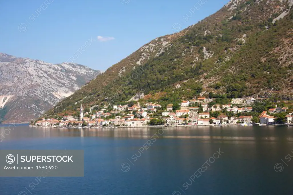 Montenegro, Village Of Perast, Next To Saint George's Island In Bay Of Kotor, coastline