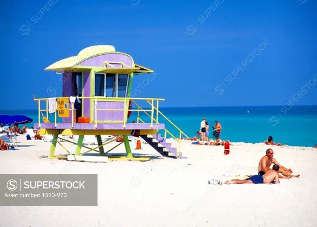 USA, Florida, Miami, Miami South Beach, View of beach and seascape