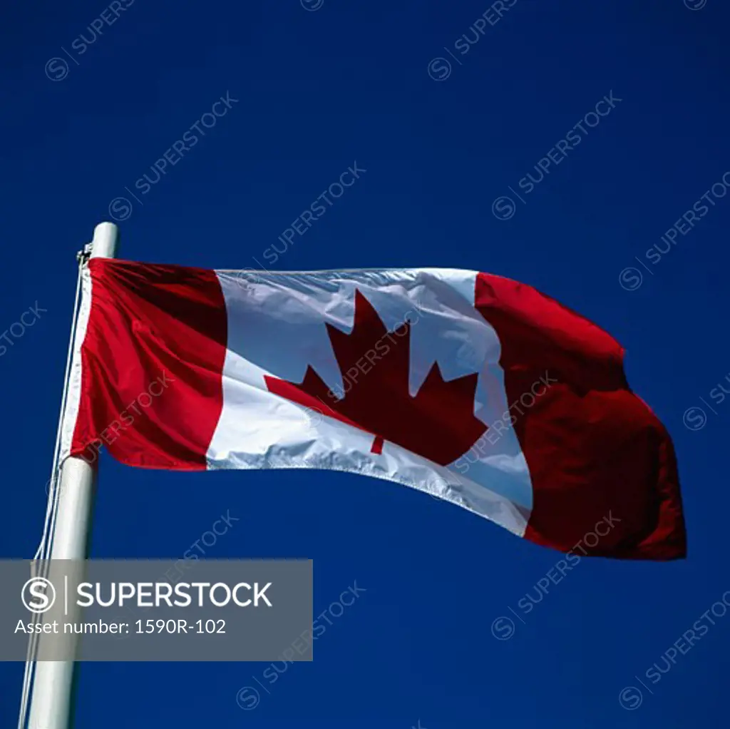Low angle view of a Canadian flag