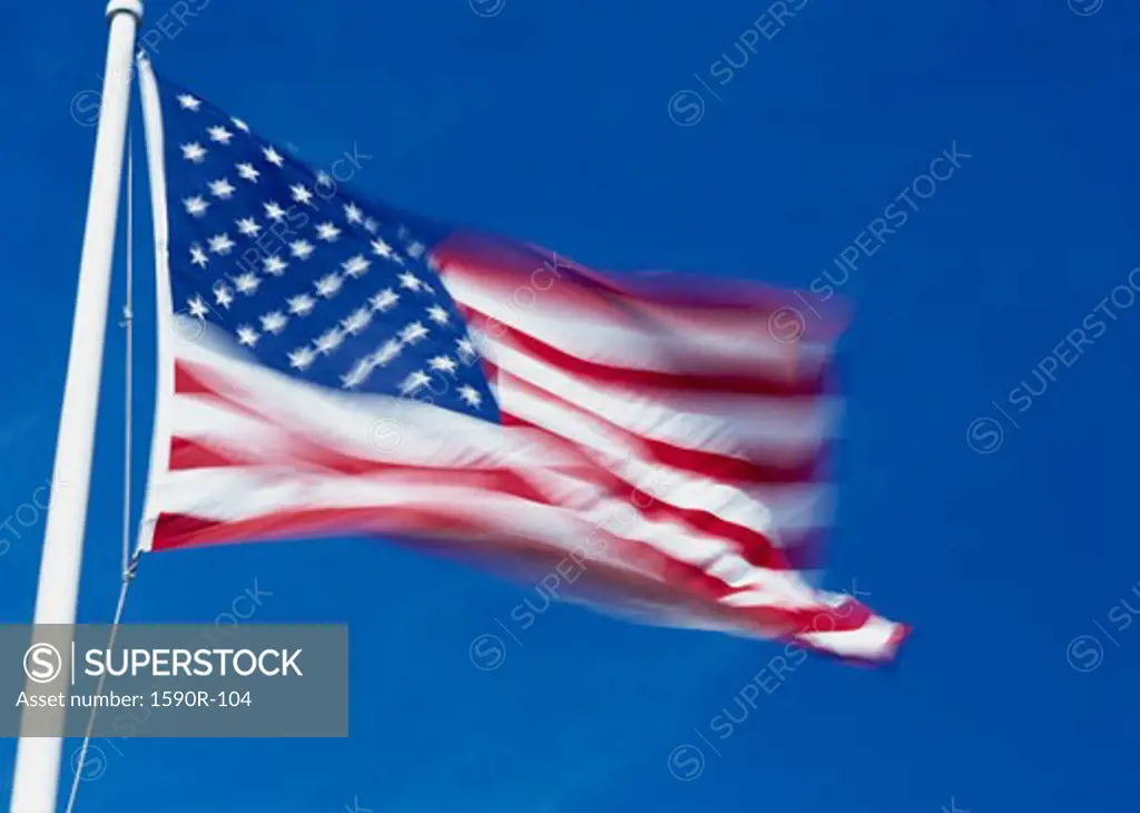 Low angle view of an American flag