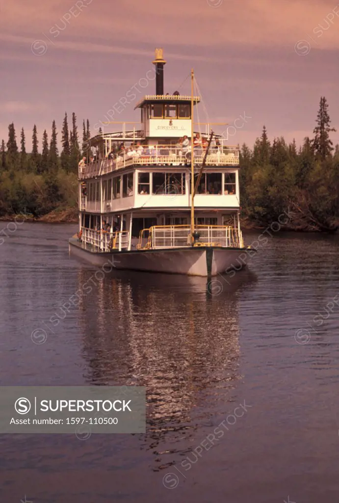 Alaska, Boat, Chena River, Discovery, Fairbanks, Paddlewheeler, River, tour, Tourism, USA, America, United States, N
