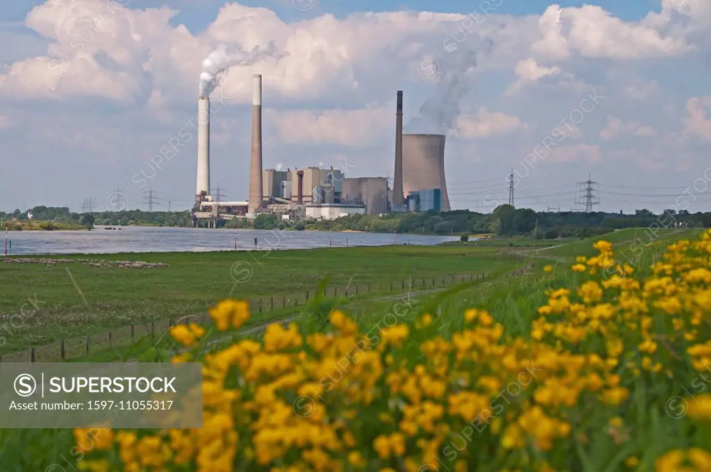 Germany, Duisburg, Europe, EVONIK, coal-fired power station, power station, energy, Nordrhein Westphalia, Rhine, Ruhr area, STEAG, Walsum,