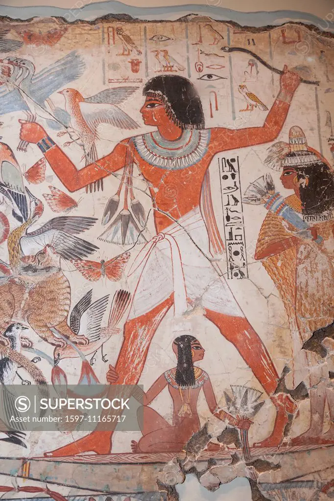 England, Europe, London, British Museum, The Tomb of Nebamun, Painting of Nebamun Hunting in the Marshes