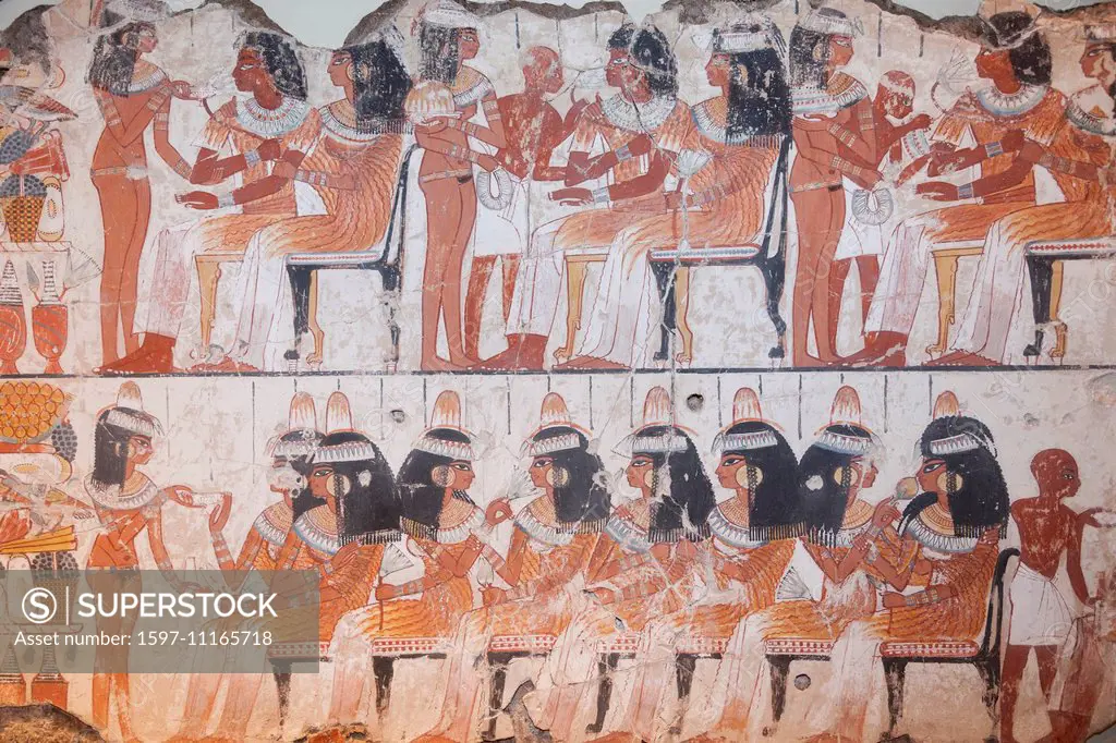 England, Europe, London, British Museum, The Tomb of Nebamun, Painting of Guests