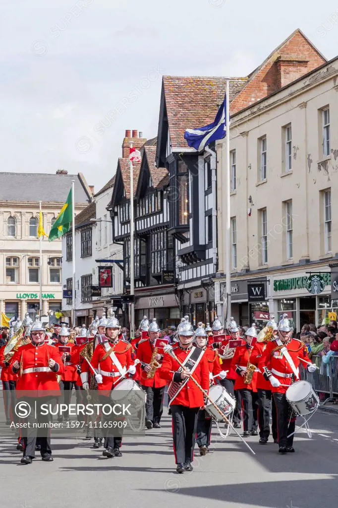 England, Europe, Warwickshire, Stratford-upon-avon, Annual Shakepeares Birthday Festival, West Midlands Fire Service Band