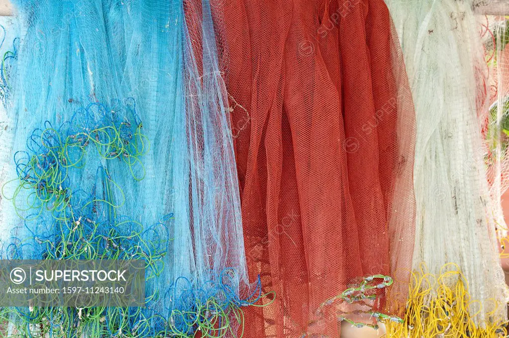 tourism, Fishing, nets, Thailand, Asia, red, blue,