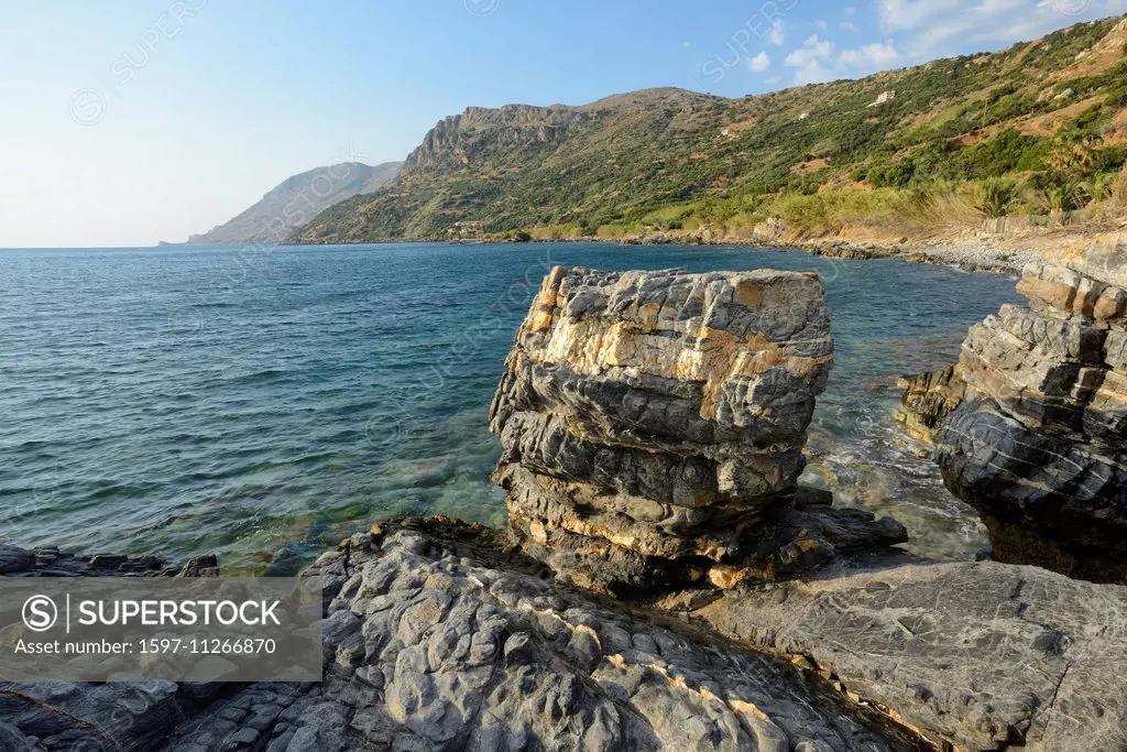 Europe, Greece, Greek, Crete, Mediterranean, island, Peninsula Rodopou, Ravdoucha, sea, coast, rocks