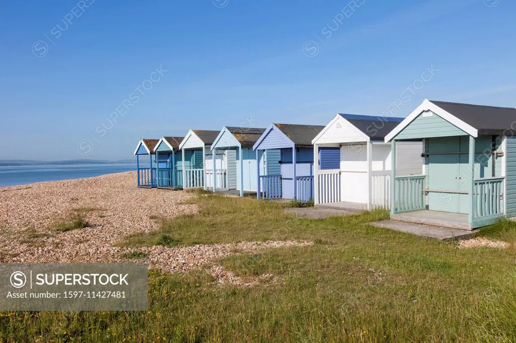 England, Hampshire, Calshot, Beach Huts
