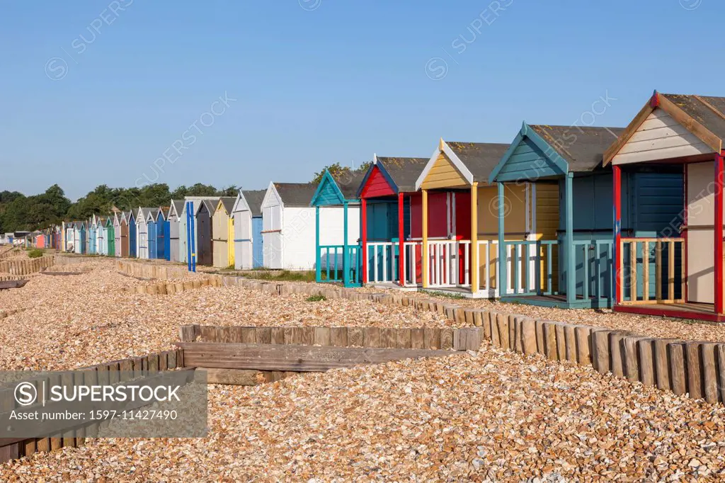 England, Hampshire, Calshot, Beach Huts