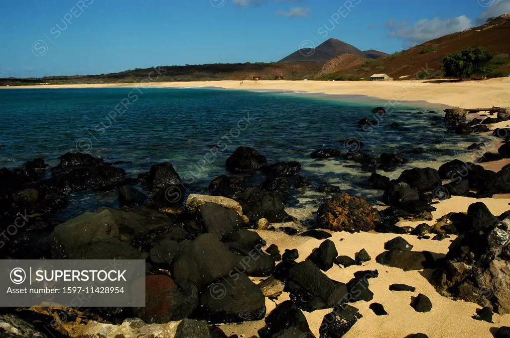 Ascension, Ascension Island, Long beach, coast, sand beach, volcano, mountain, evening, rock, cliff,