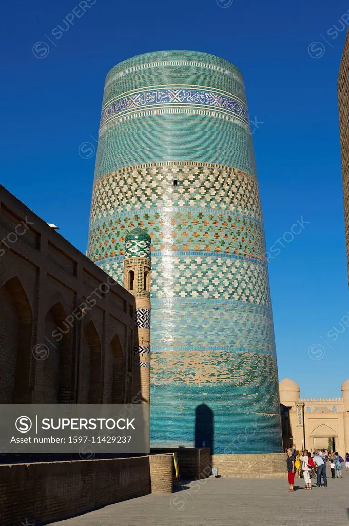 Asia, Uzbekistan, Central Asia, silk road, outside, day, building, construction, architecture, minaret, mosque, Islam, Islamic, religion, Kalta-Minor ...