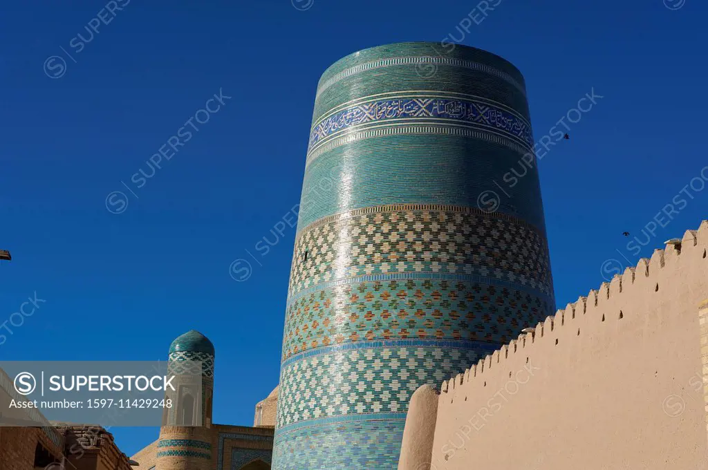 Asia, Uzbekistan, Central Asia, silk road, outside, day, building, construction, architecture, Kalta-Minor minaret, nobody, Kalta Minor, world heritag...