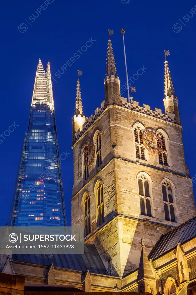 England, London, Southwark, Southwark Cathedral and The Shard