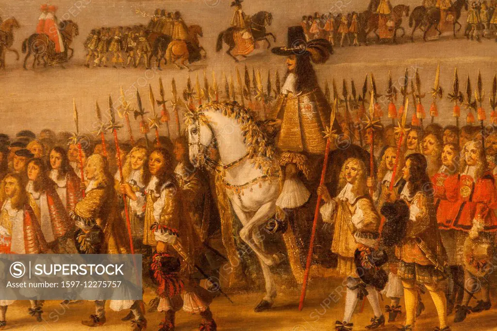 England, London, Museum of London, Dirk Stoop's Painting of Charles II's Cavalcade Through, of London
