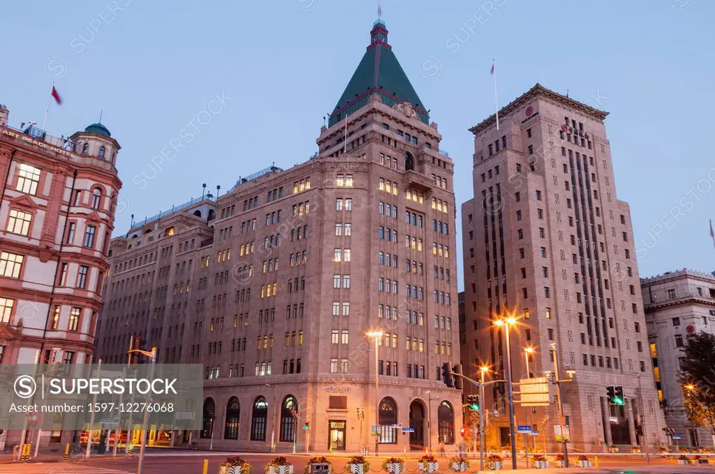 China, Shanghai, Fairmont Peace Hotel and Bank of China Building