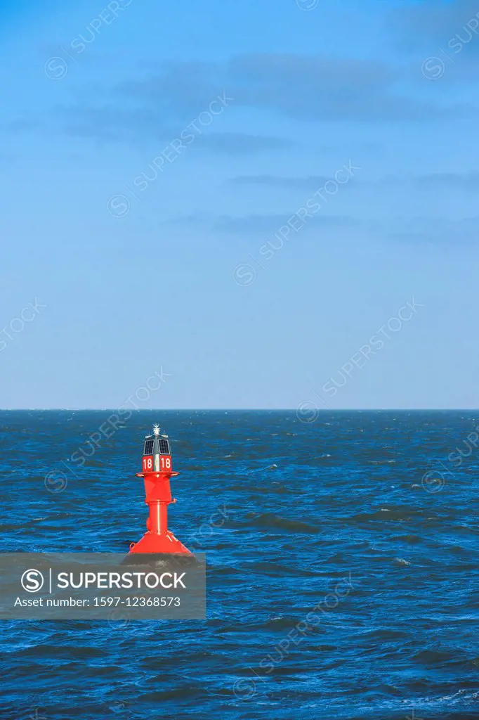 Atlantic, buoy, Germany, Europe, sky, coast, sea, North Sea, security, safety, tower, water, blue, blue, sky, open, open sea
