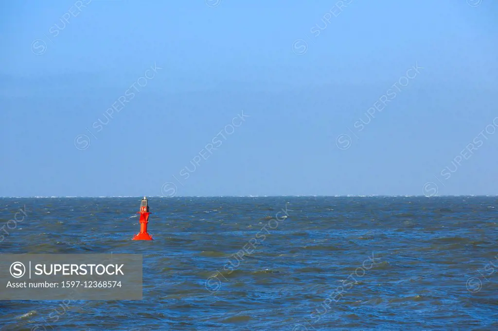 Atlantic, buoy, Germany, Europe, sky, coast, sea, North Sea, security, safety, tower, water, blue, blue, sky, open, open sea