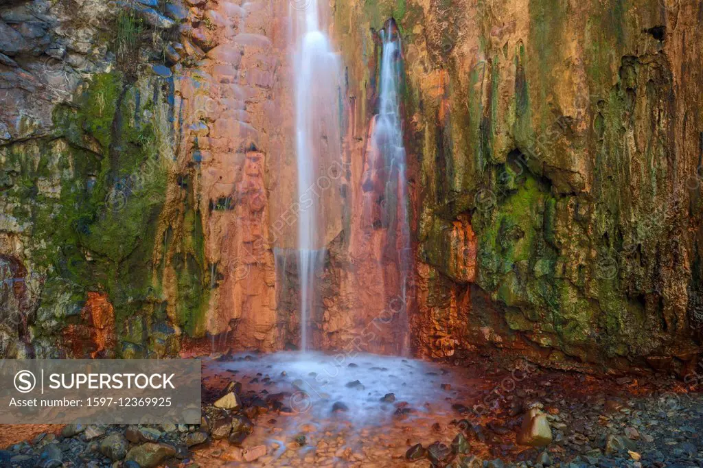Cascada de Colores, Spain, Europe, Canary islands, La Palma, national park Caldera de Taburiente, waterfall, colors