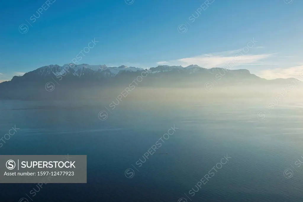 lake Geneva and mountains in France