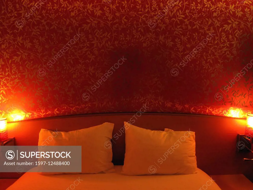 hotel bedroom in red