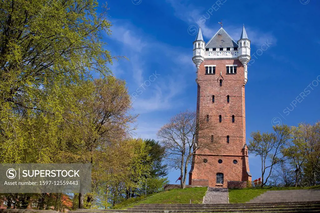old historical water tower of Esbjerg, Jutland, Denmark, Europe