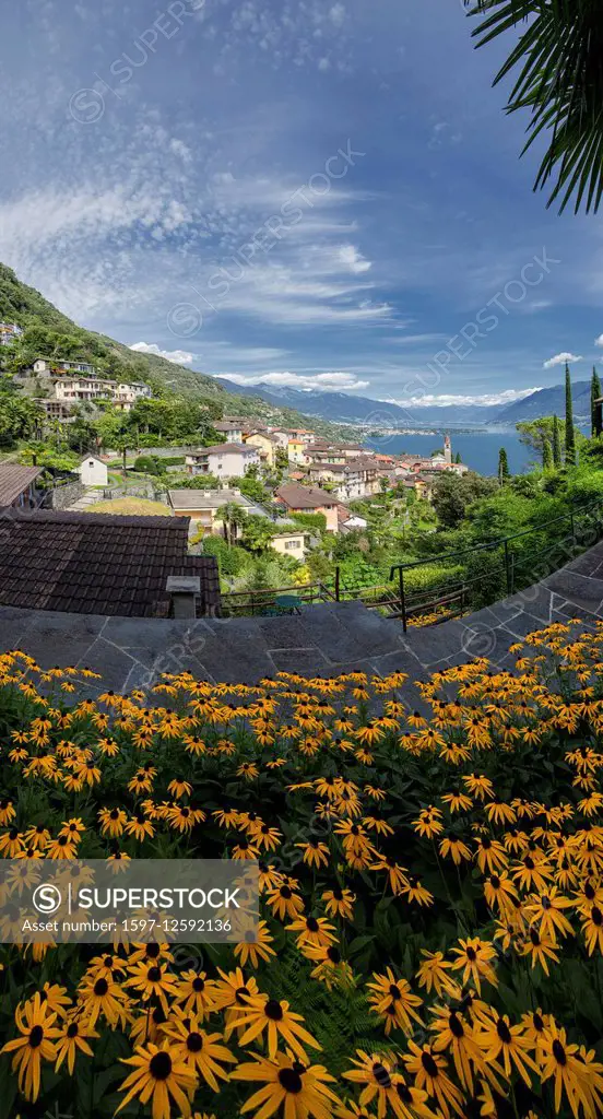 Ronco sopra Ascona with Lago Maggiore lake in the Ticino