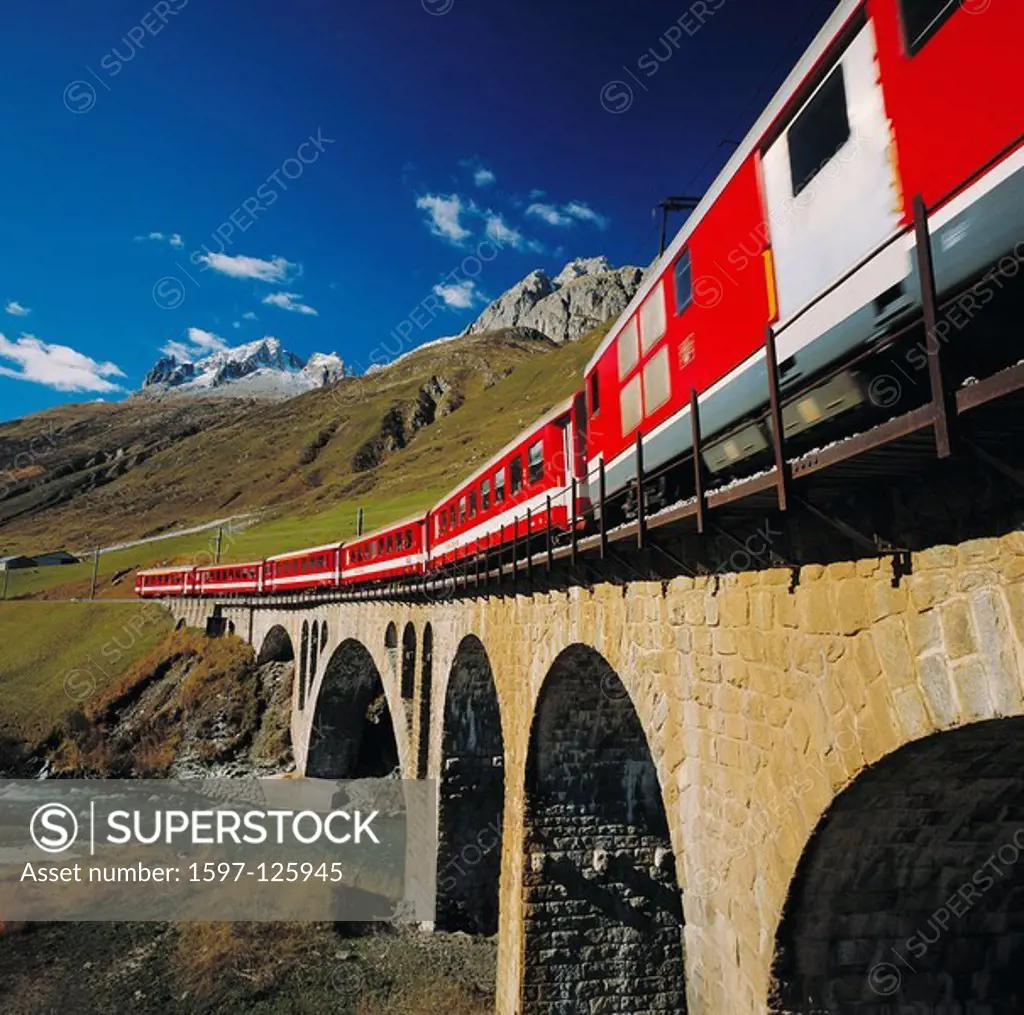 10008030, railway, road car, SBB, Switzerland, Europe, orange, scenery, Glacier express, train
