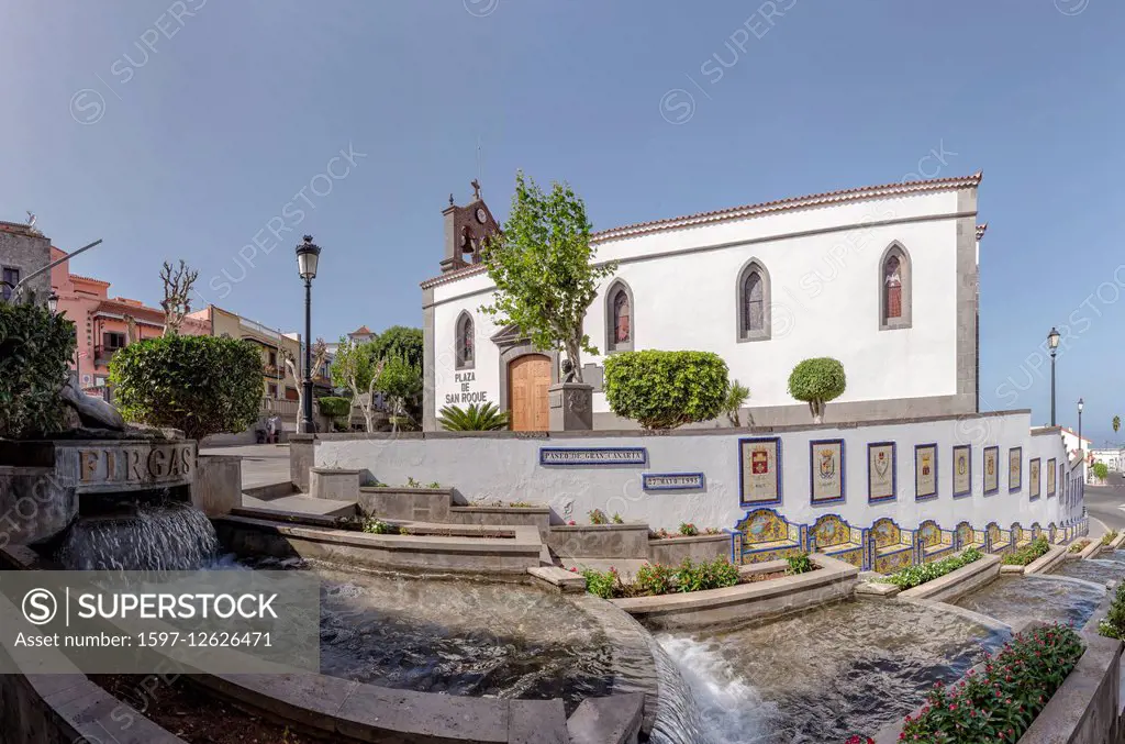 Firgas village with waterfalls in Gran Canaria, Canary Islands
