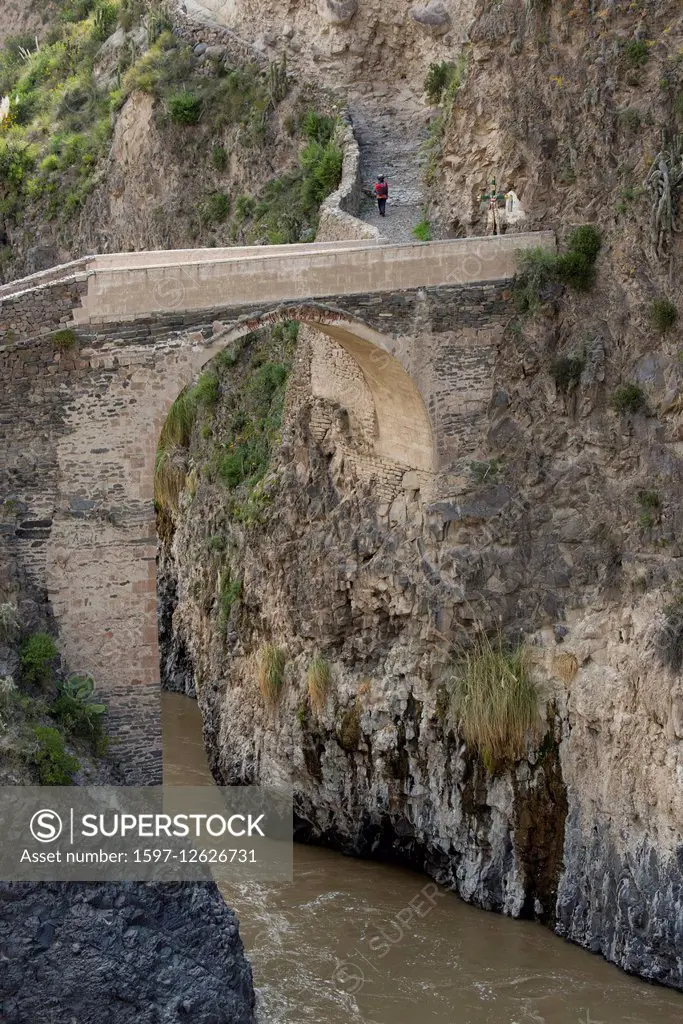 bridge over Colca Canyon in Peru