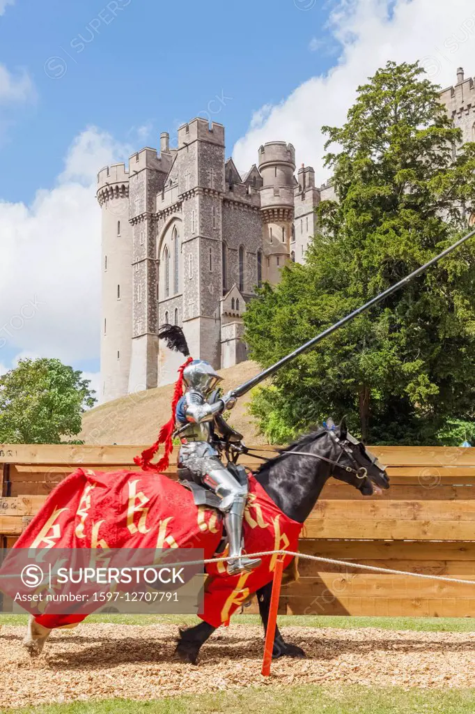 England, West Sussex, Arundel, Arundel Castle, Jousting Knight on Horseback